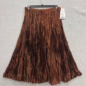 Vintage Y2K Crinkle Broom Full Maxi Skirt Copper Metallic Witchy Fairy Sz XL NWT